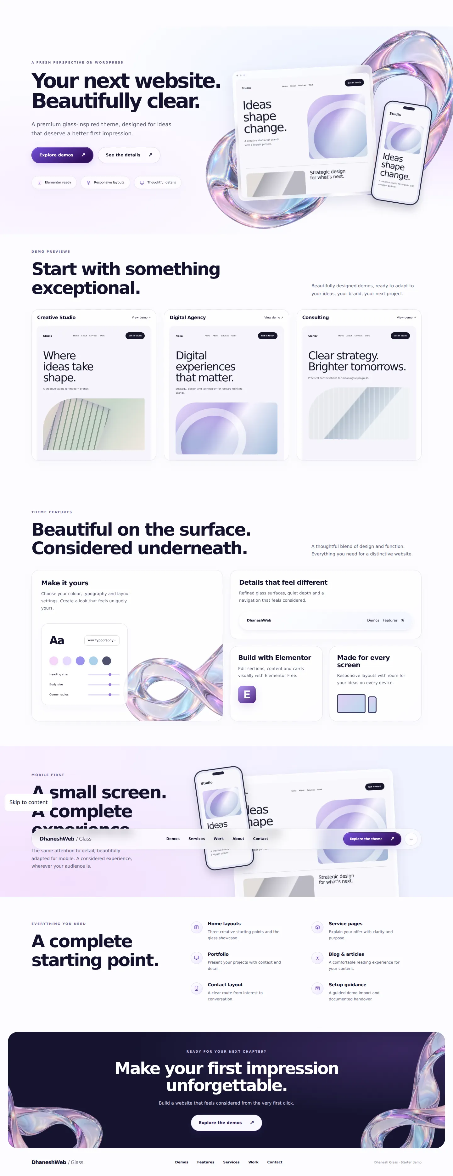 Dhanesh Glass website design preview