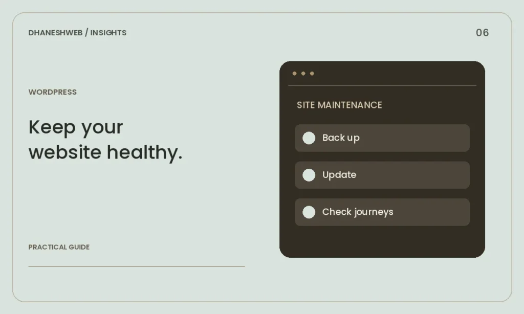 A WordPress maintenance checklist for a business website — editorial illustration